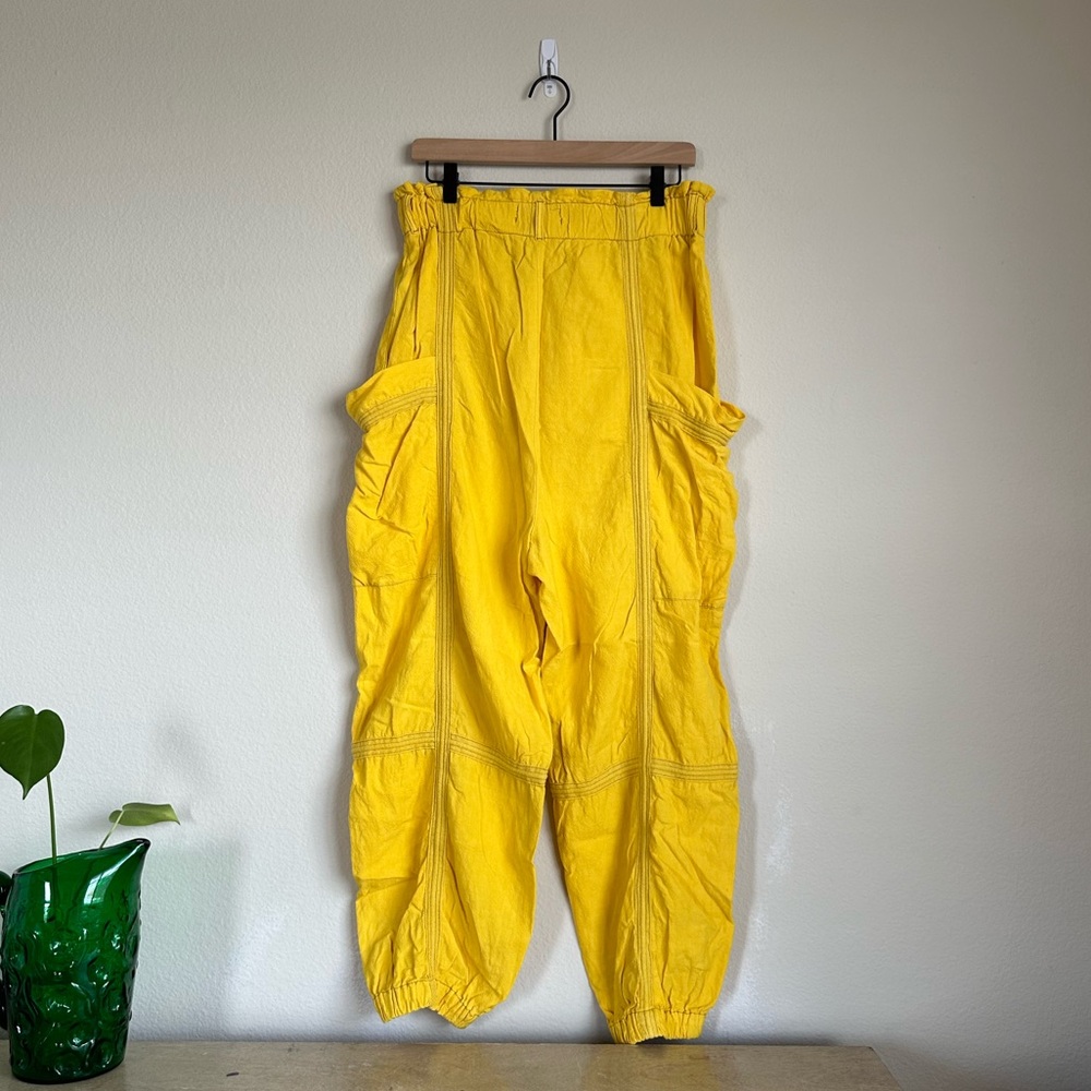 Urban Outfitters Linen Yellow High Rise Cargo Joggers - Picture 8 of 10